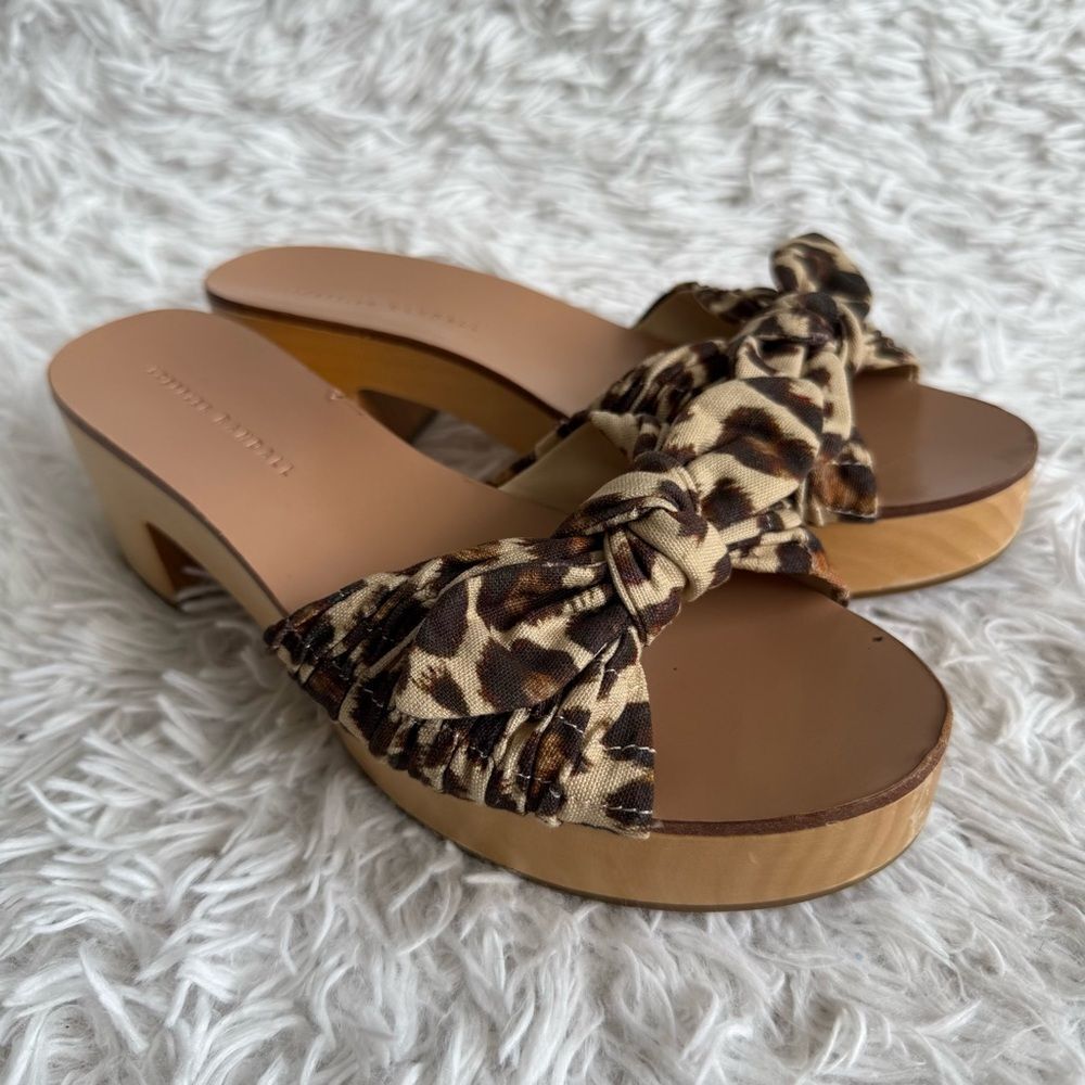 Loeffler Randall Leopard Print Regina Clog Heeled Sandals Size 8.5